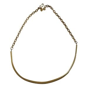 Celebrity NY Necklace Scoop Bar Collar Gold Plated Metal textured Choker Rare